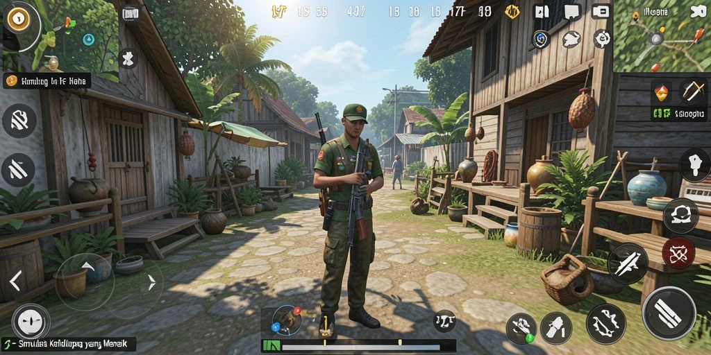 Screenshot menunjukkan gameplay menarik dalam <strong>47F</strong> dengan karakter yang berinteraksi.