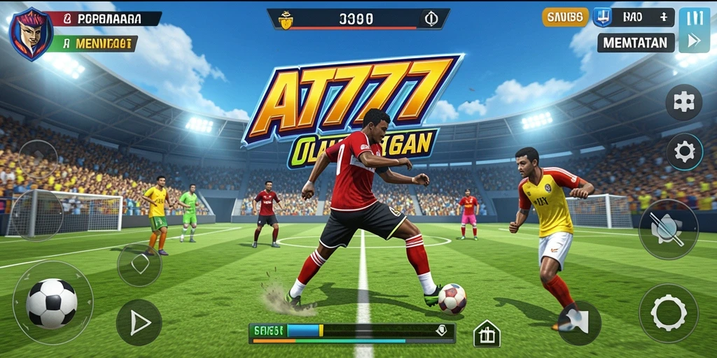 Screenshot gameplay AT777 menunjukkan aksi olahraga yang dinamis.