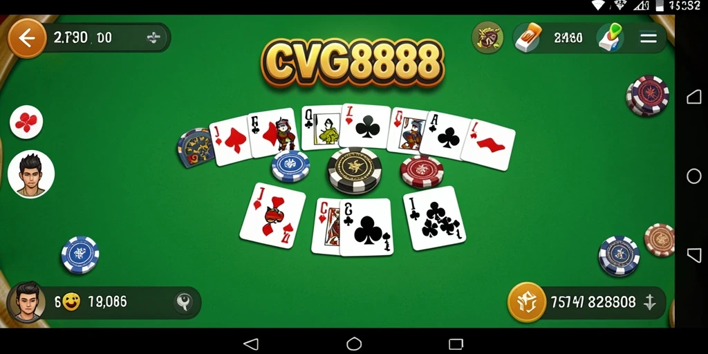 Tampilan antarmuka aplikasi CVG8888 dengan gameplay Gaple yang menarik.