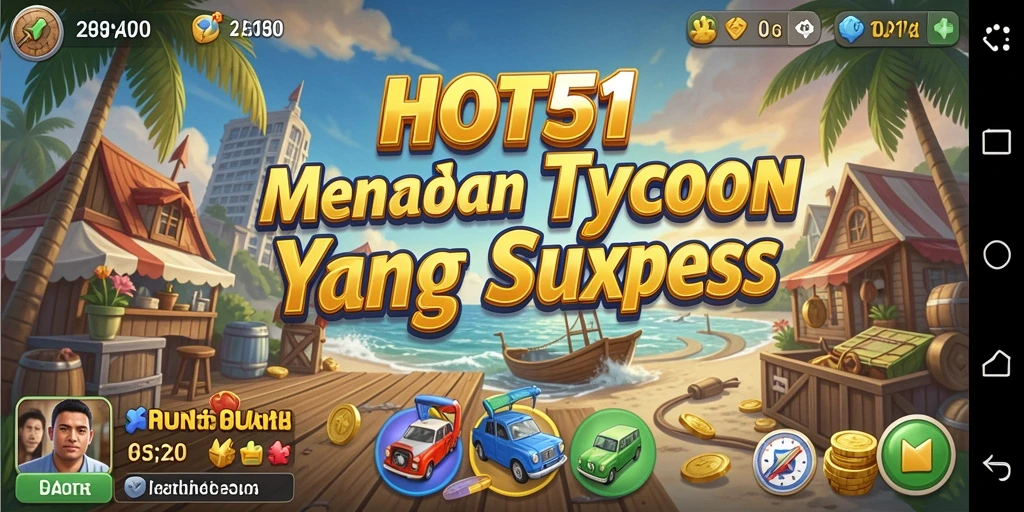 Tampilan gameplay HOT51 menampilkan pengelolaan bisnis yang dinamis.