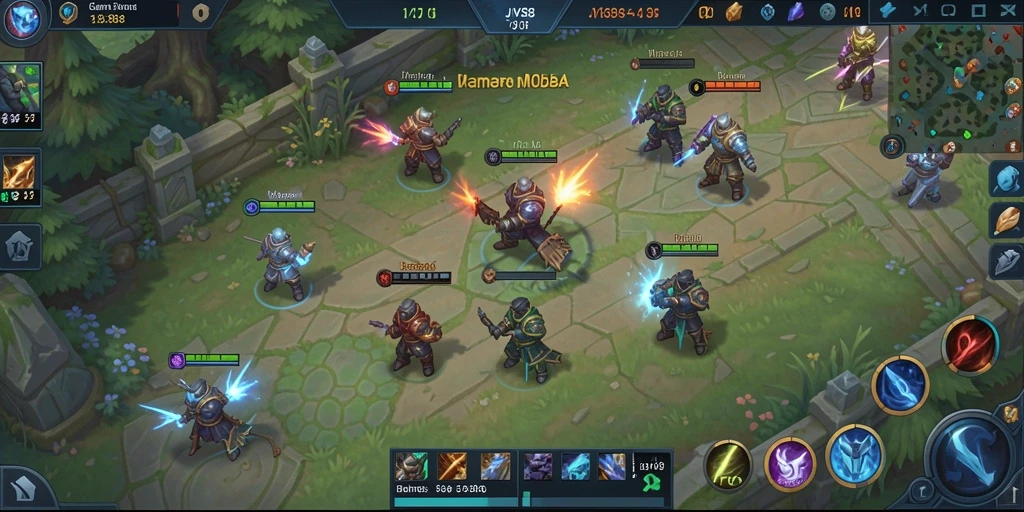 Screenshot gameplay JVS88 yang menampilkan aksi seru dalam pertempuran MOBA.