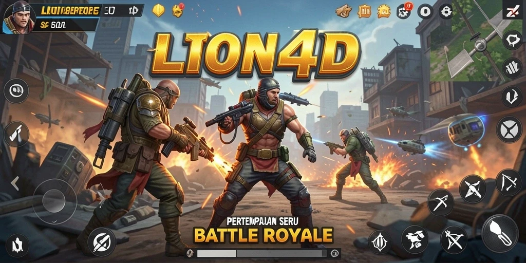 Screenshot LION4D menampilkan momen ketegangan dalam permainan Battle Royale.
