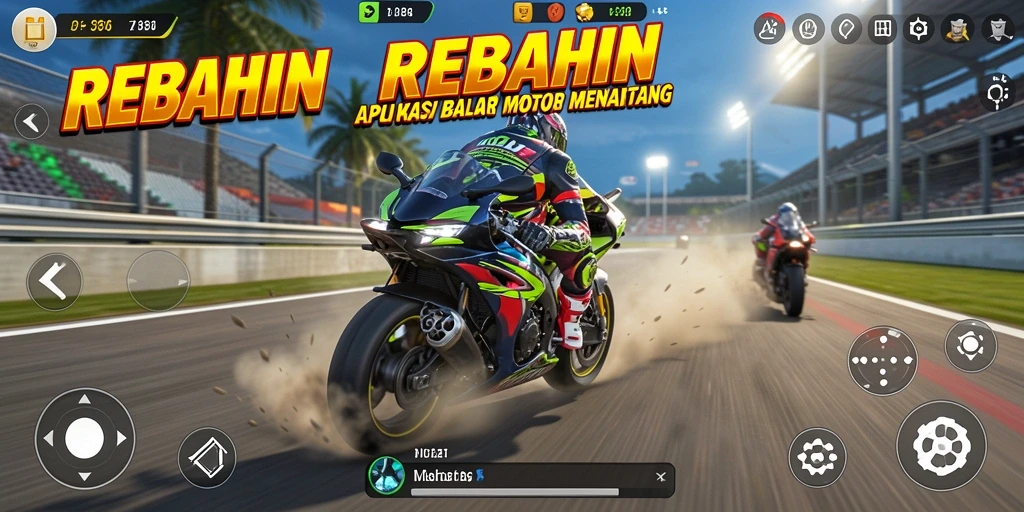 Gameplay seru di REBAHIN dengan motor dan trek yang menarik.