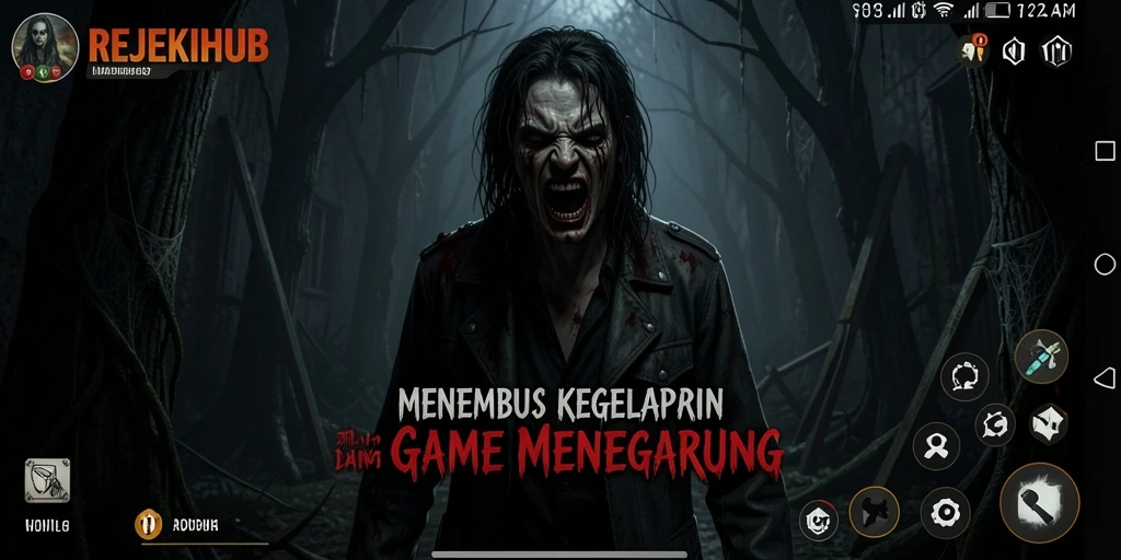 Tangkapan layar gameplay REJEKIHUB menampilkan suasana menyeramkan yang menegangkan.