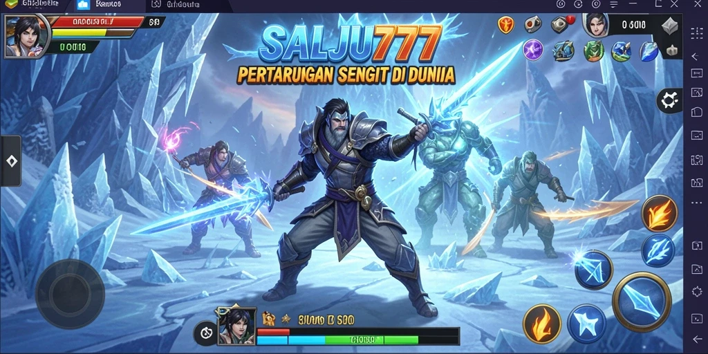 Tangkapan layar menunjukkan aksi seru dalam pertarungan di SALJU777.