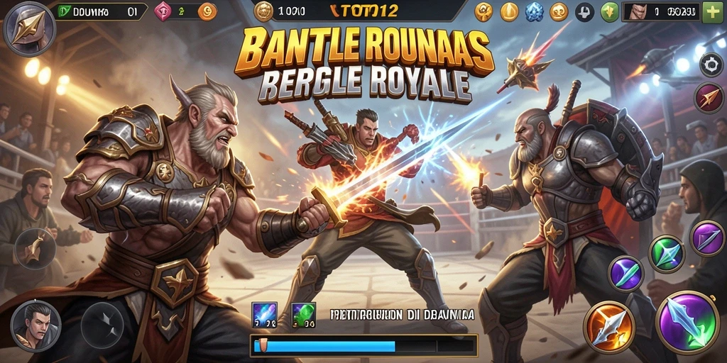 Tampilan gameplay TOTO12 dengan pertarungan intens di arena Battle Royale.